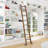 Walnut 8.06' 7-Step Wood Rolling Sunburst Wheel Ladder-79231892
