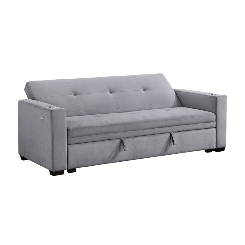 Canapé convertible avec porte-gobelets de rangement dissimulés