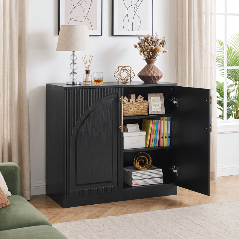 Buffet moderne de 80 cm avec rangement, meuble-bar à café cannelé, buffet arqué, console moderne pour salle à manger, cuisine, salon