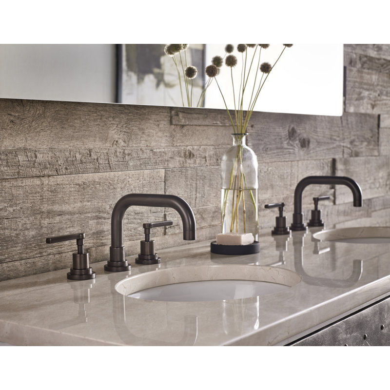 Lombardia® Widespread Bathroom Faucet with Drain Assembly, Tuscan Brass, Lever Handle