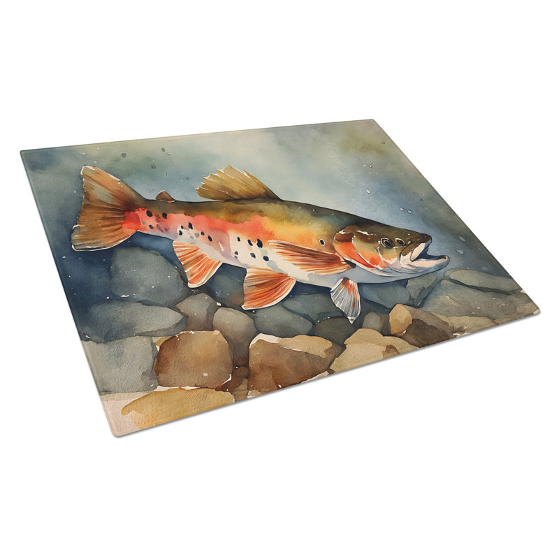Brook Trout Glass Cutting Board Large