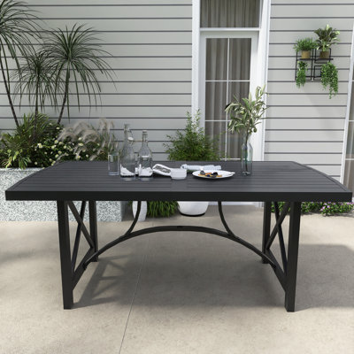 71.7" W X 36.4" D Rectangular Aluminum Outdoor Dining Table Wit Umbrella Hole
