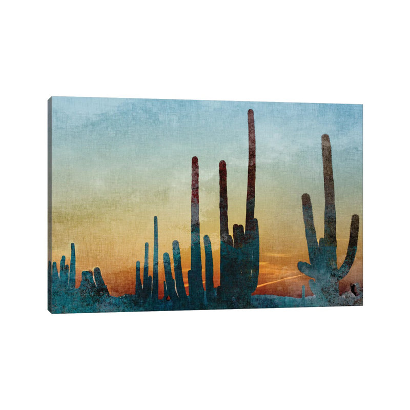 Cactus Saguaro par Kimberly Allen - Estampe numérique sur toile tendue avec châssis, H 12 po x l 18 po x 1,5 po