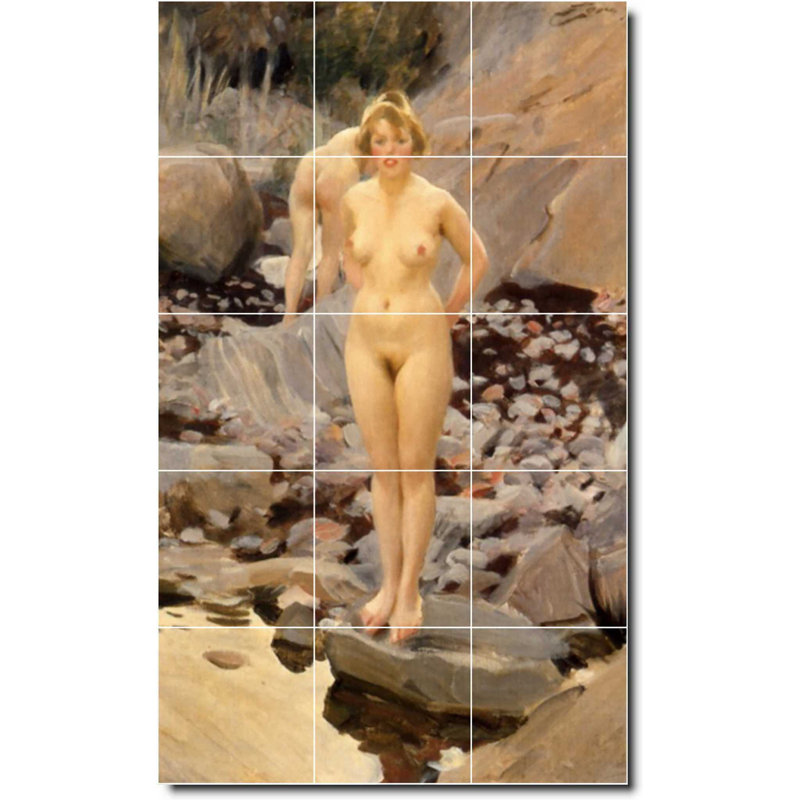 Carreau de peinture murale 24 po x 40 po 8 po x 8 po, Anders Zorn, peinture de nu W10025