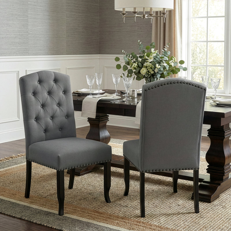Chaise de salle à manger rembourrée Chesson, Gris moyen
