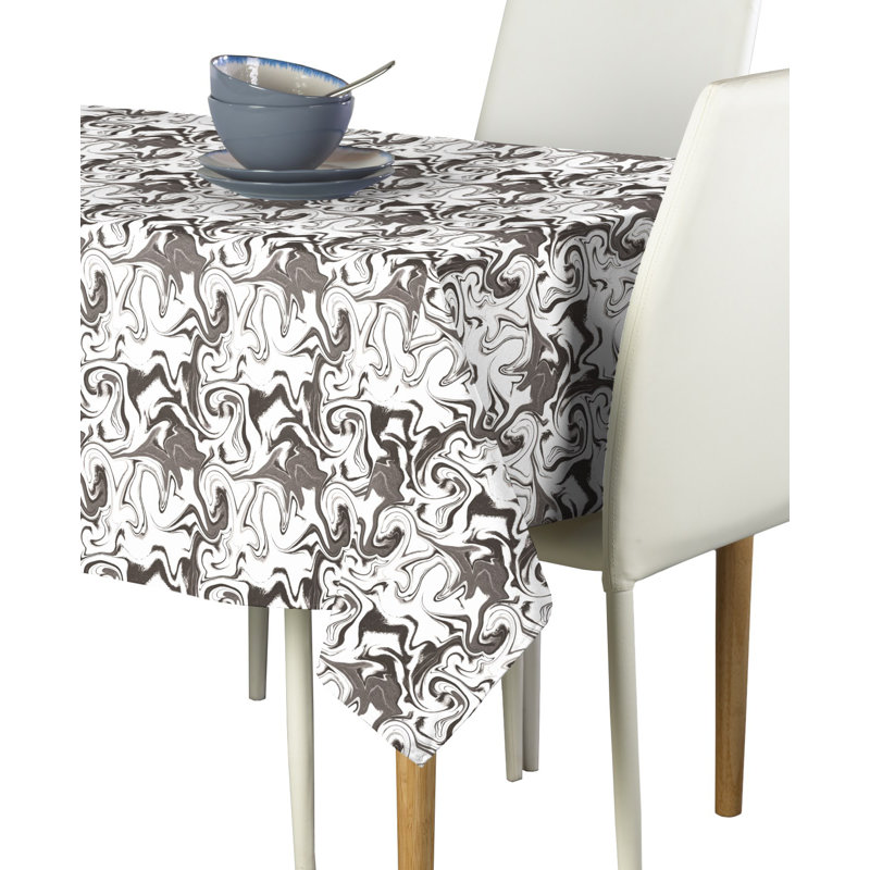 Longe Abstract Tablecloth, 104" L x 60" W, Gray