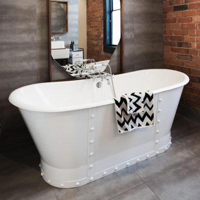 York 67'' x 26.5'' Freestanding Soaking Cast Iron Bathtub