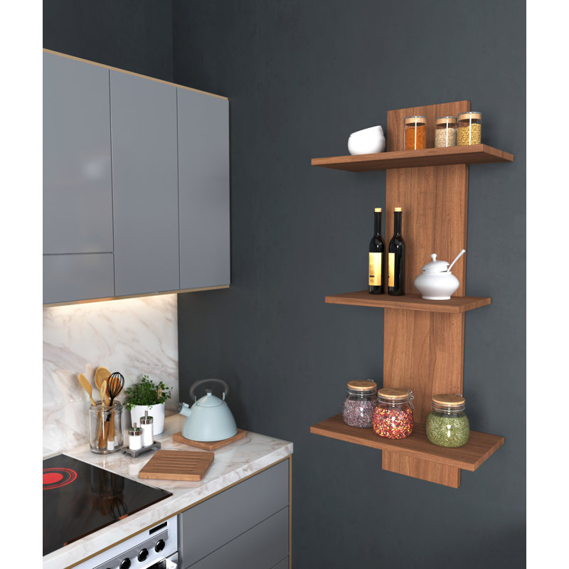 Manada 3 Piece Teak Tiered Shelf, Teak Oil