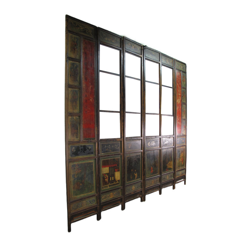 Asian Classic Stained Wood Pivot Screen Door