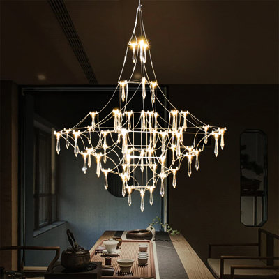 CandlelitFlame 40 In. Crystal Pendant For Bedroom And Living Room