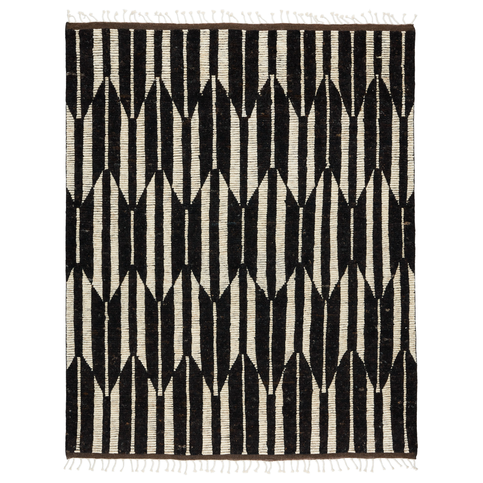 Wesler Handmade Wool Dark Brown/Ivory Rug, Rectangle 6' x 9'