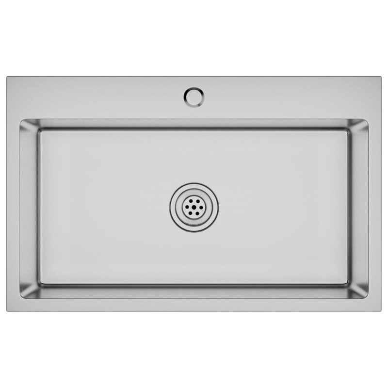 vidaXL Kitchen Sink with Strainer, Stainless Steel Top-Mount Sink, Fast Drainage, Anti-Corrosion, Silver, 19.7" W x 20.9" L