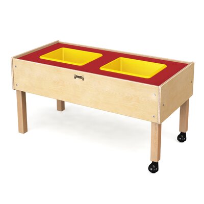 Jonti-Craft® 41.5"" x 20.5"" Manufactured Wood Rectangular Birch/Red Sand and Water Table with Cover -  0486JC