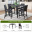 Ensemble de table 5 pièces à hauteur de comptoir, ensemble de table de cuisine en bois avec table carrée et 4 chaises rembourrées, ensemble de table de salle à manger à hauteur de comptoir avec décoration en cristal et ensemble de chaises pour la cuisine, la salle à manger, noir