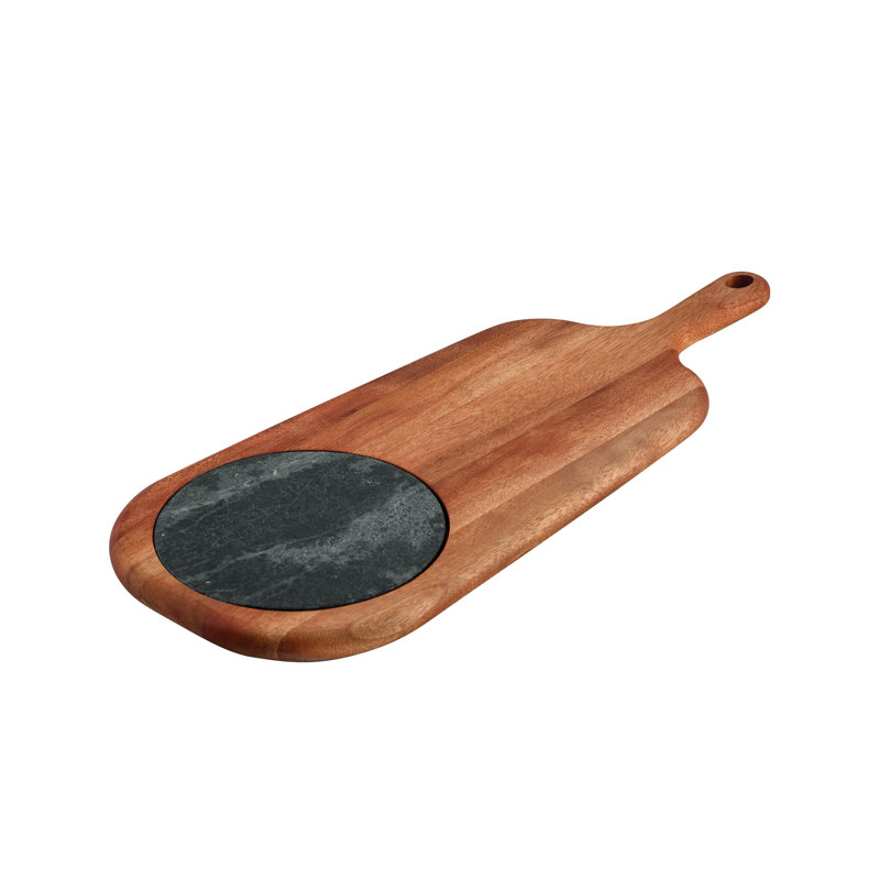 Rustic Mahogany and Stone Rectangular Cheese Board Set