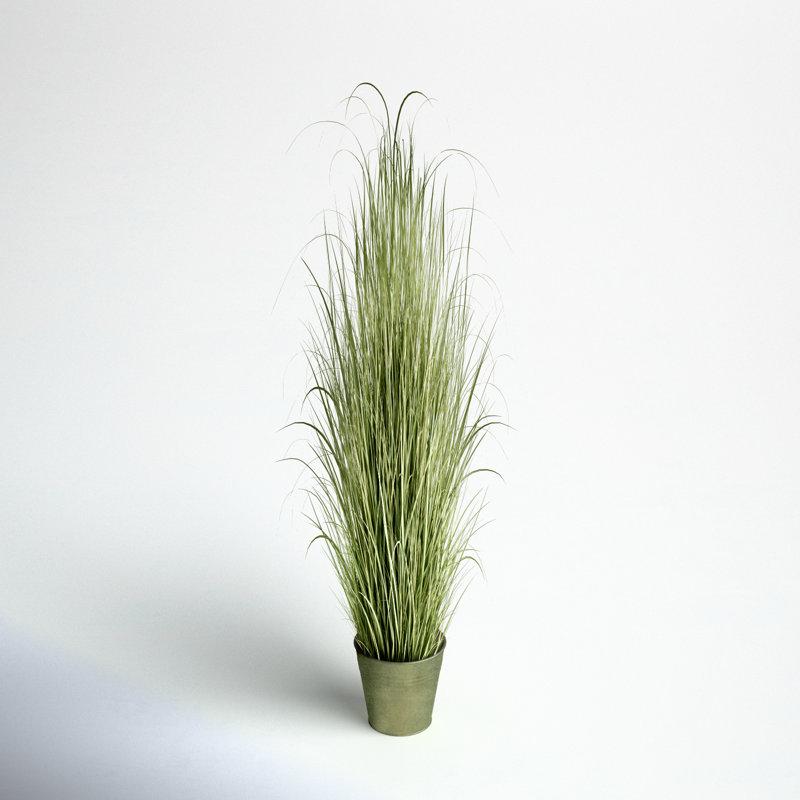 Herbe verte artificielle en pot., H 48 po x l 25 po x P 25 po