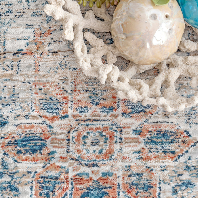 Tapis beige / bleu Casarez, Rectangle 3 pi x 5 pi 2 po