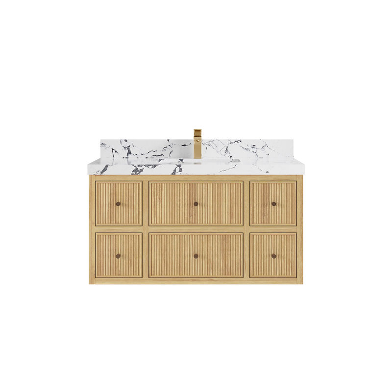 Meuble-lavabo simple 42 po Nejra avec plateau en quartz