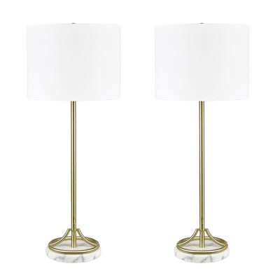 Lampe de table 33 "en marbre avec abat-jour blanc