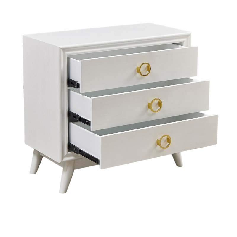 3-Drawer White Accent Chest