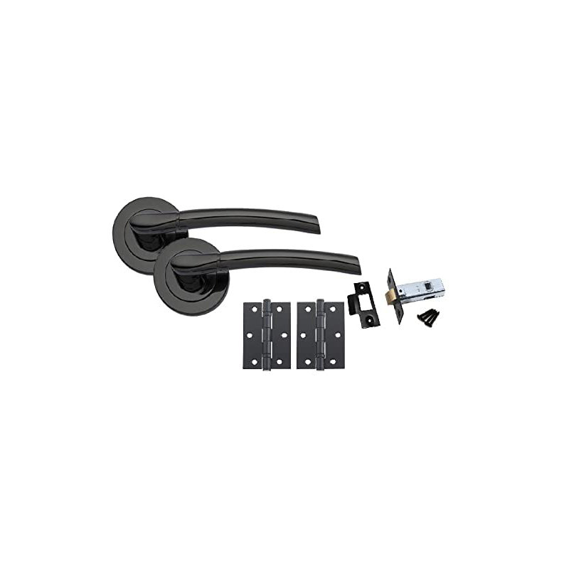 Indiana Style Modern Door Handles on Round Rose in Dual Finish with 3 Lever Lock and 2 Keys, Latch and Installation Hardware