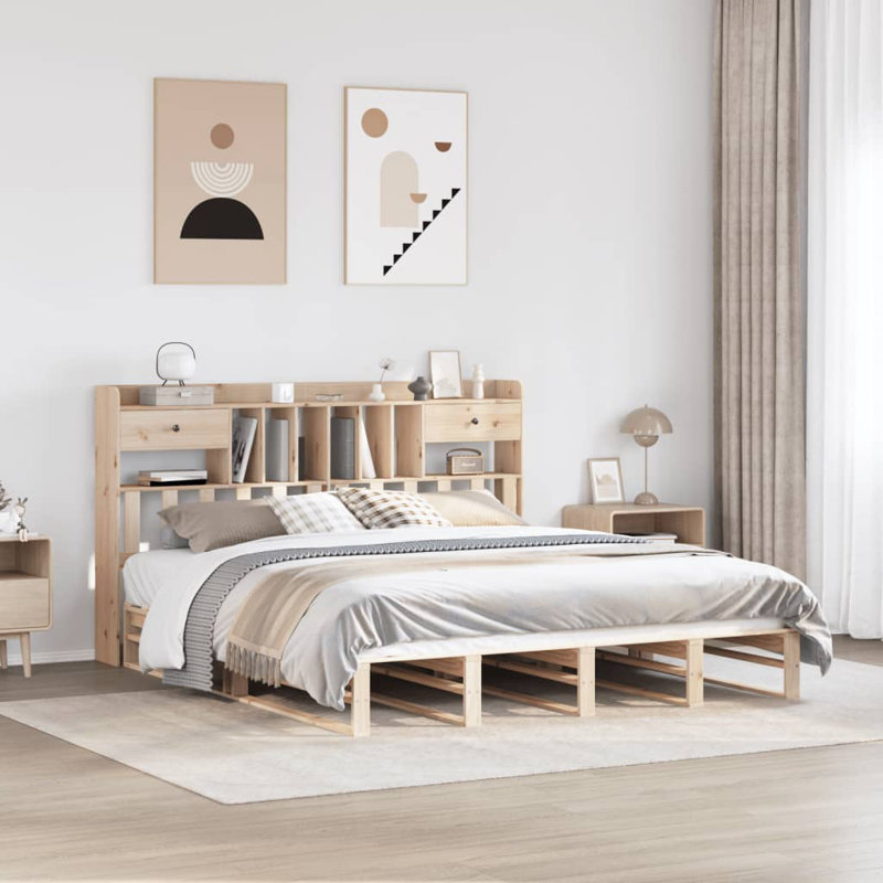 Solid Wood Bed Frame, European Single (90 x 200cm), Brown
