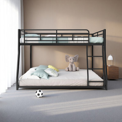 Metal Floor Bunk Bed, Full XL Over Queen