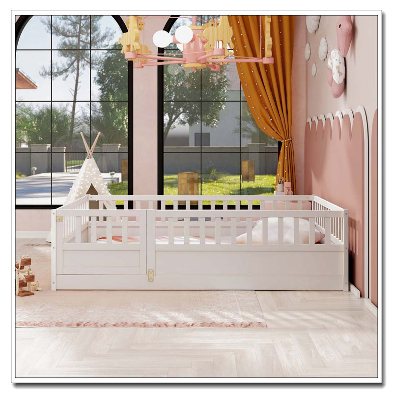 Lit en bois, Blanc, Lit double
