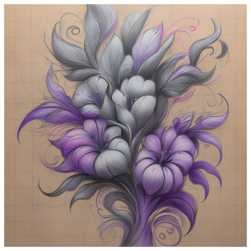 Rideaux de douche violet gris à motif floral extra long, 70in W x 93in H