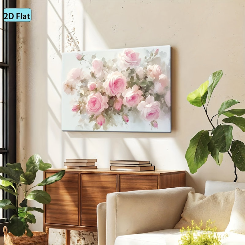Impression sur toile Elegant Soft Blush Rose Bouquet - Urban Studio, 16*12 inch (40*30*2cm)
