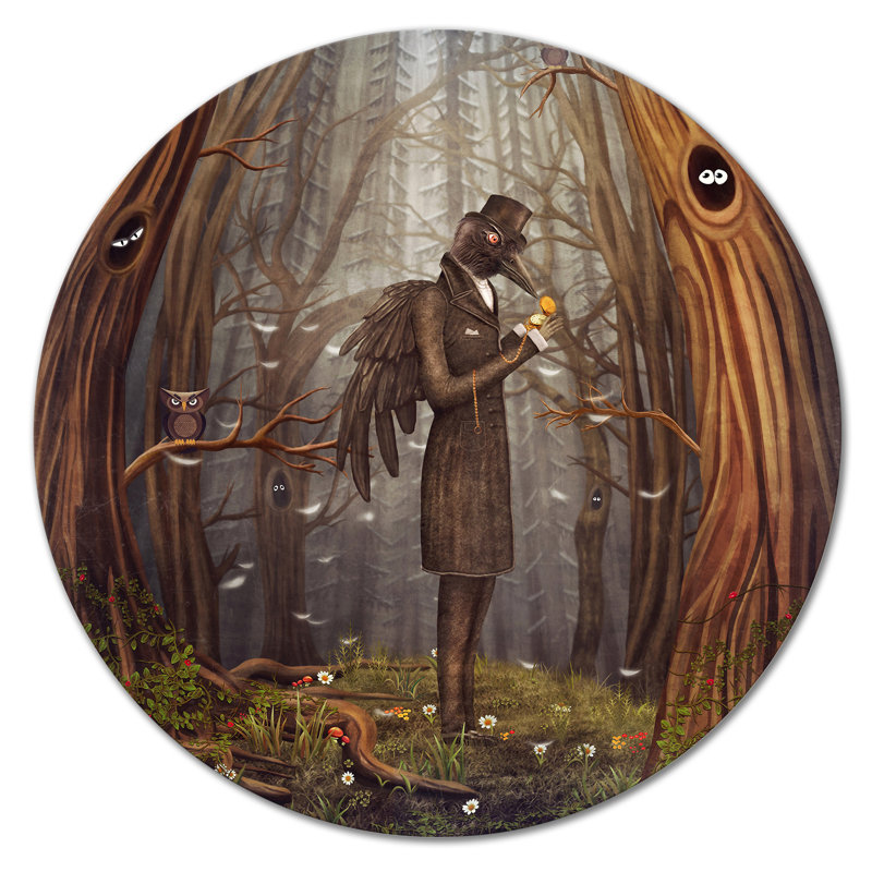 Raven, homme dans la forêt - impression sans cadre