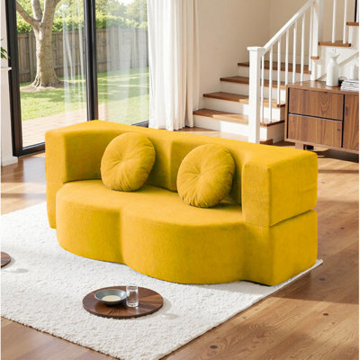 Canapé-lit modulaire convertible 2-en-1 avec matelas en mousse à mémoire de forme - aucun assemblage requis, canapé-lit peu encombrant pour le salon, la chambre à coucher, le studio-H6004-Y