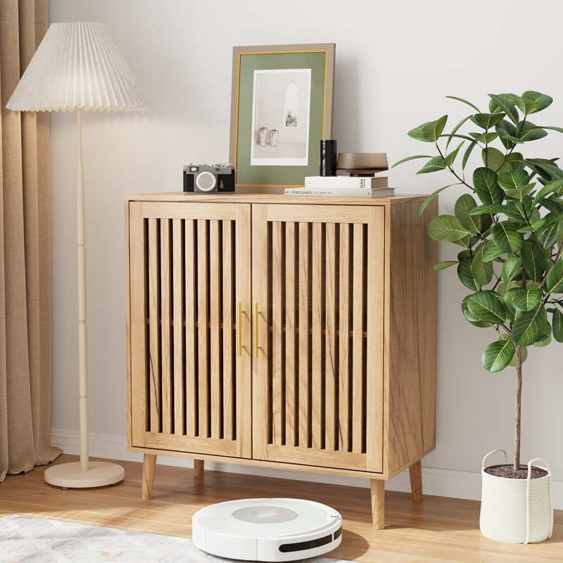 Accent Cabinet with Doors & Adjustable Shelves,Freestanding Wood Sideboard Cabinet,Coffee Bar,TV Stand for Living Room, Oak