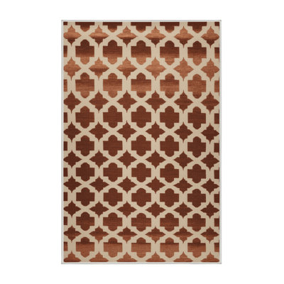 Machine Washable Trellis Beige Area Rug