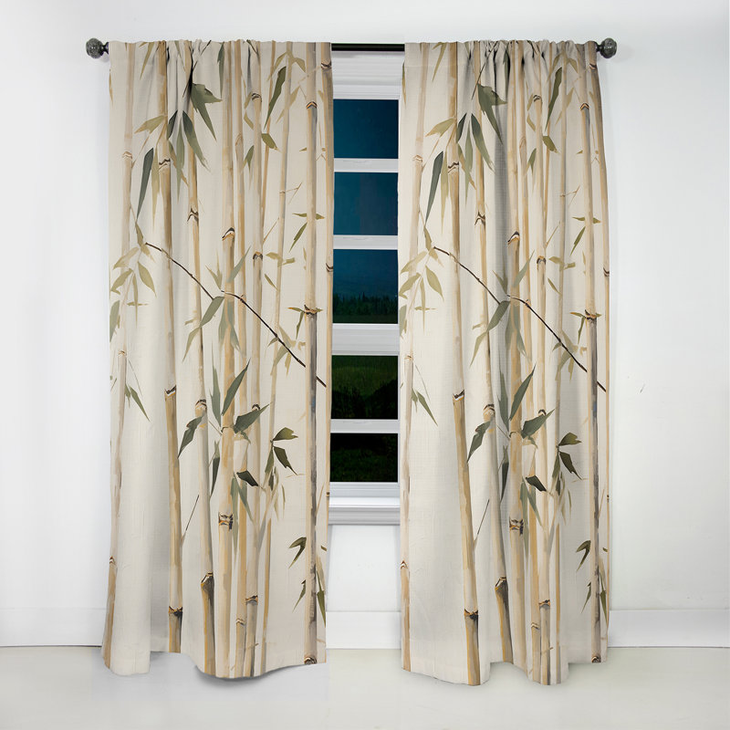 Bergfield - Bamboo Curtain - Blackout Floral Curtain - 1 Panels, 52" W x 120" L