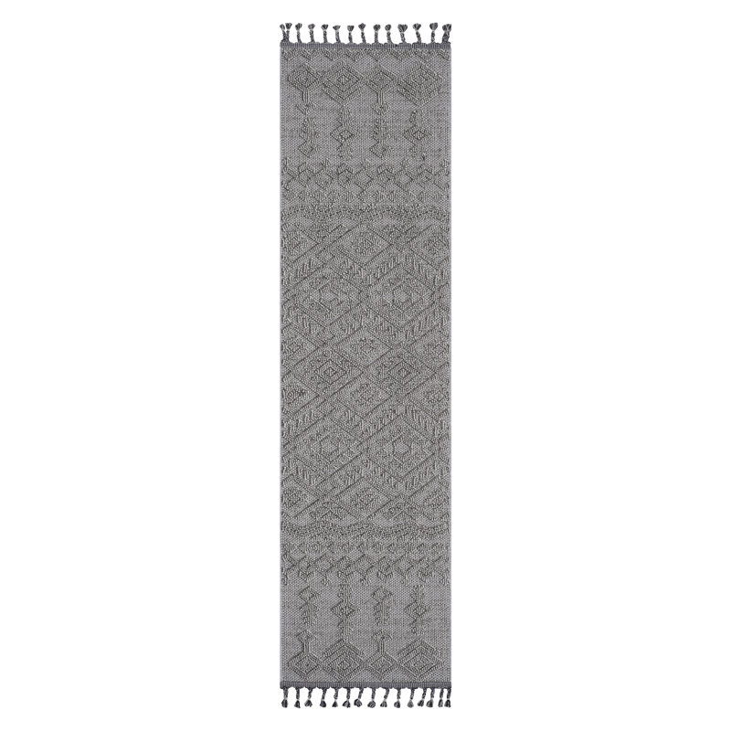Traditional Indoor/Outdoor Area Rug - White/White 2X8 Size, Runner 2'2" x 8'