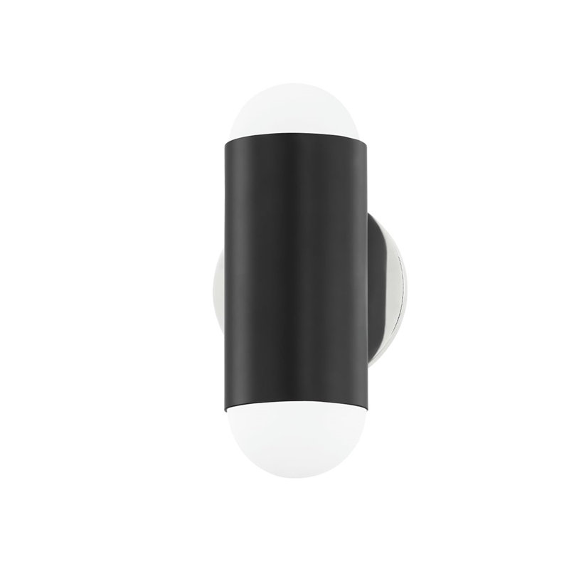 Kira 2 Light Wall Sconce, Polished Nickel/Soft Black