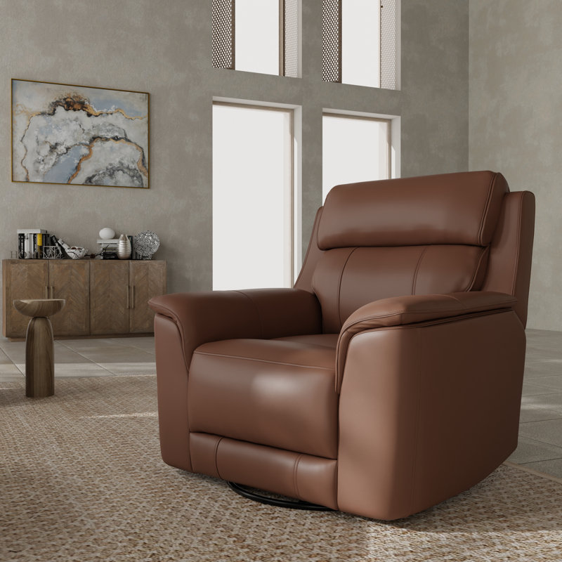 Maeve Manual Glider Recliner with 360° Swivel, Pecan