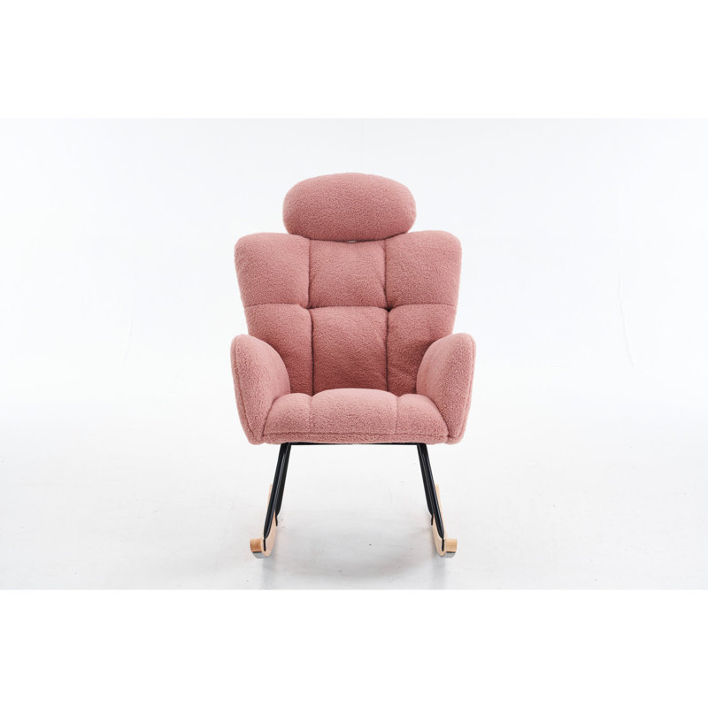 Chaise rembourrée avec accoudoirs en tissu rose, Rose