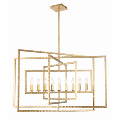 Kynlee 9 - Light Geometric Rectangle Chandelier
