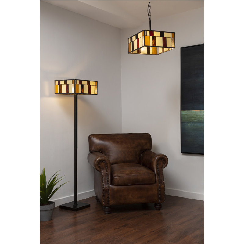 Mundelein 2 - Light Brown/Orange/Cream Square/Rectangle Pendant