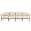 Canapé d'extérieur moderne en bois d'acacia 4 personnes avec coussins pour le jardin, le balcon et la cour Orra