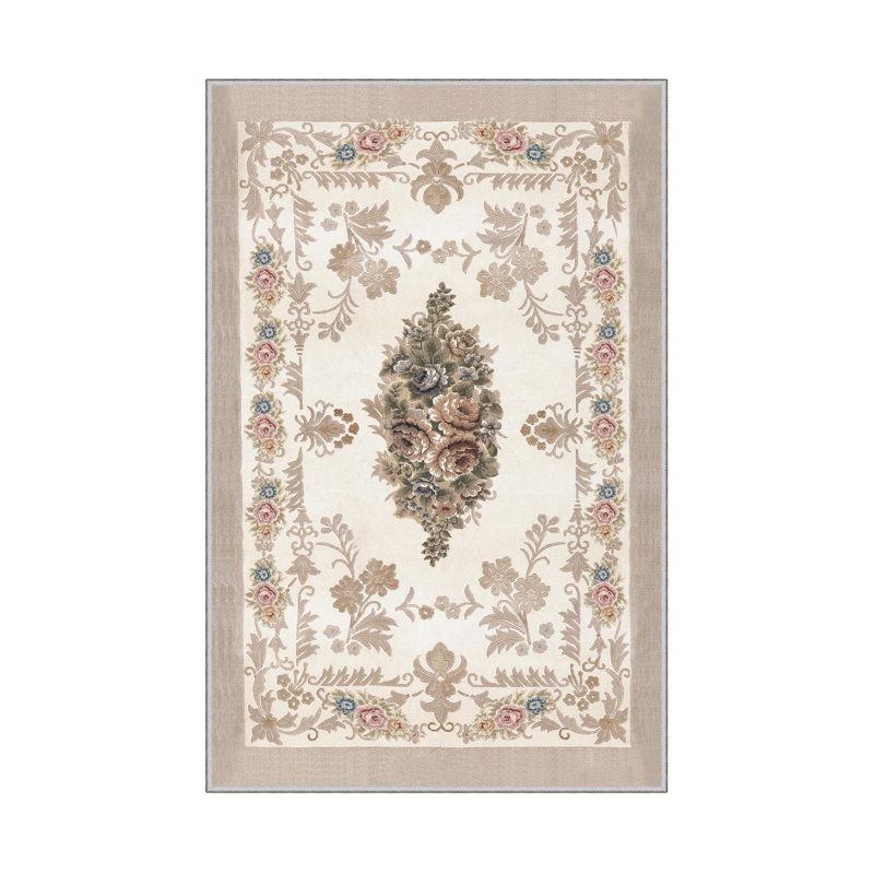 Antibacterial Woven Carpet (2.6 x 4.0 ft), 100% Polyester, 0.3 in Pile Height | Non-Slip PVC Dot Underside, 3D Digital Printing | Machine Washable, Easy Care for Living Room, Bedroom & Office