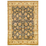 Hand Knotted Wool Area Rug in Blue And Cream