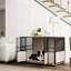 Porte-chien à usages multiples - noyer 46 po l, portes doubles, intérieur décoratif pour les chiens jusqu'à 88 lb