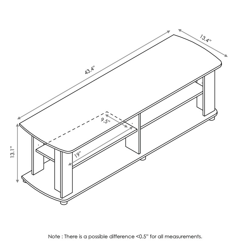 Acquaviva Unfinished TV Stand for TVs up to 49", Columbia Walnut/Black