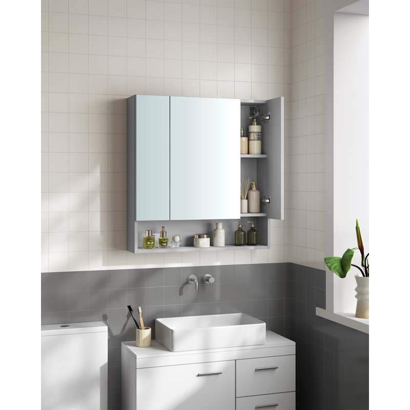 Reinardo Wall Mounted Required Bathroom Cabinet, Dove Grey