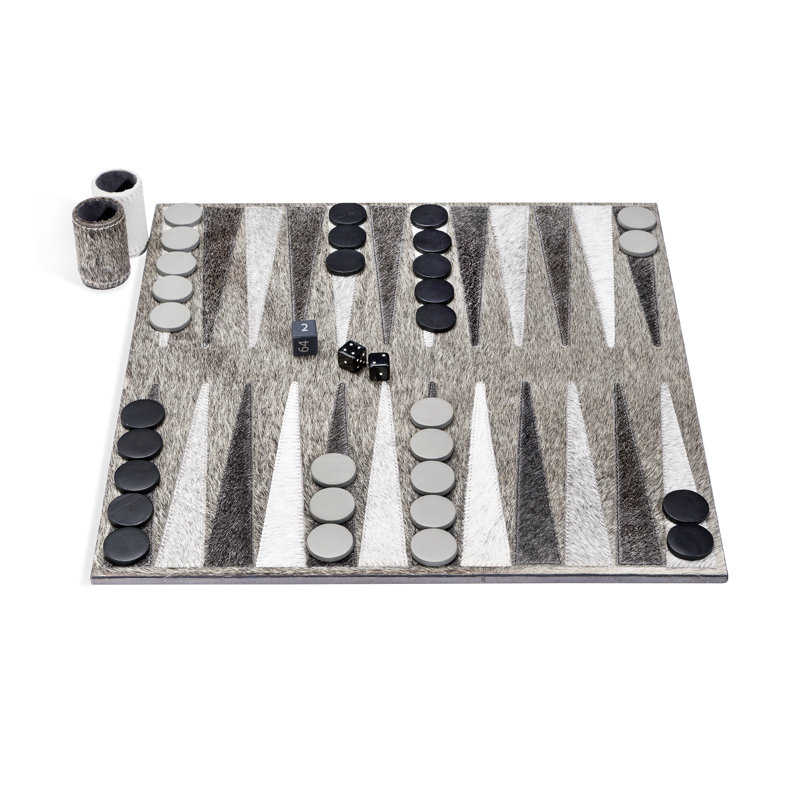 Hampton Interlude Leather Backgammon, Black/Gray