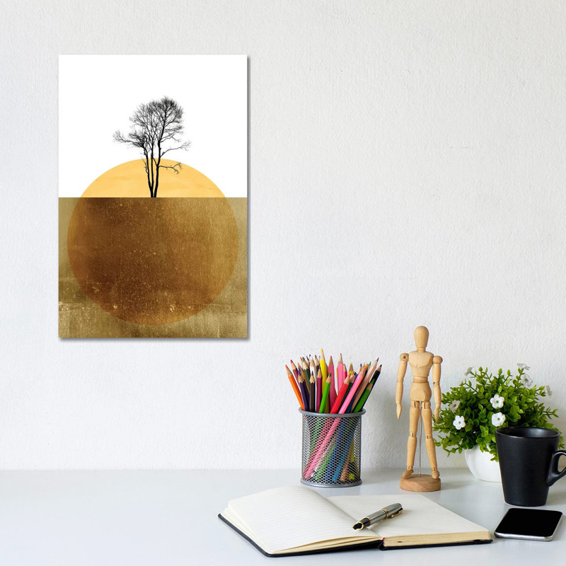 Golden Ocean 1 Piece Wrapped Canvas Painting, 20.32 cm H x 30.48 cm W
