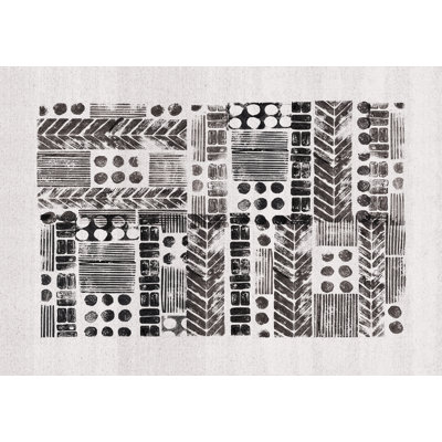 Pattern Stamp Black - Wrapped Canvas Art Prints